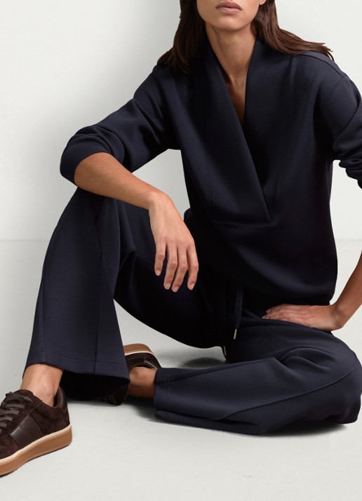 Reiss ANNABEL Premium Interlock Shawl-Neck Sweatshirt with Modal - detail 3 donkerblauw