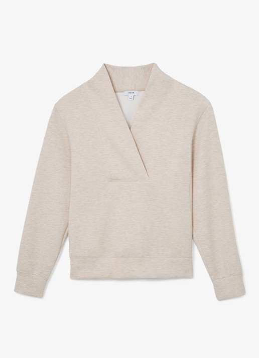 Reiss Annabel sweater met opstaande kraag - voorkant 5 beige