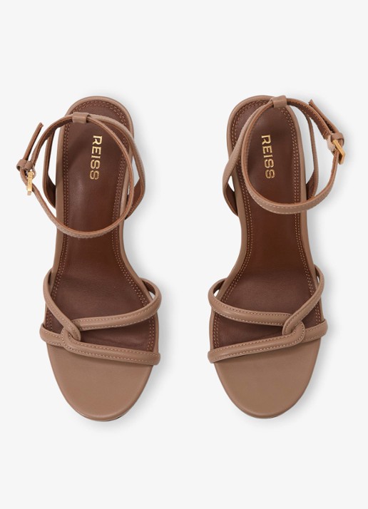 Reiss ANNABELLE Leather Link-Strap Stiletto Sandals - detail 4 neutral / beige