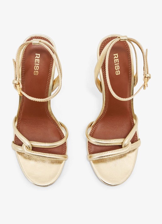 Reiss ANNABELLE Leather Link-Strap Stiletto Sandals - detail 4 goud