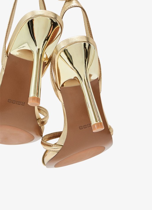 Reiss ANNABELLE Leather Link-Strap Stiletto Sandals - detail 5 goud
