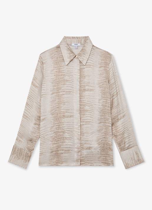 Reiss Annie tuniek met slangenprint - voorkant 2 neutral / beige