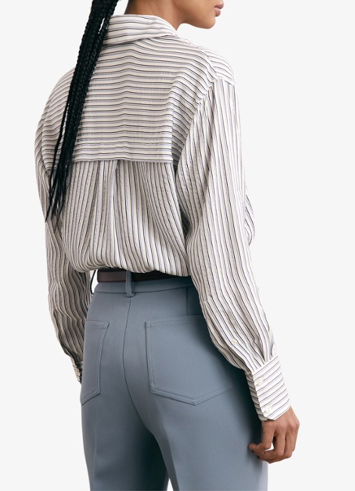 Reiss Annika blouse met streepprint - achterkant 3 lichtblauw