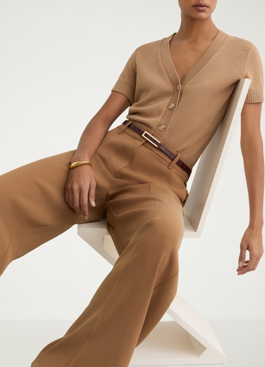 Reiss Anya fijngebreid vest in wolblend - detail 2 camel