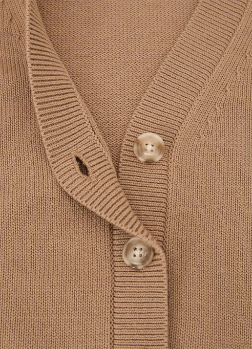 Reiss Anya fijngebreid vest in wolblend - detail 4 camel