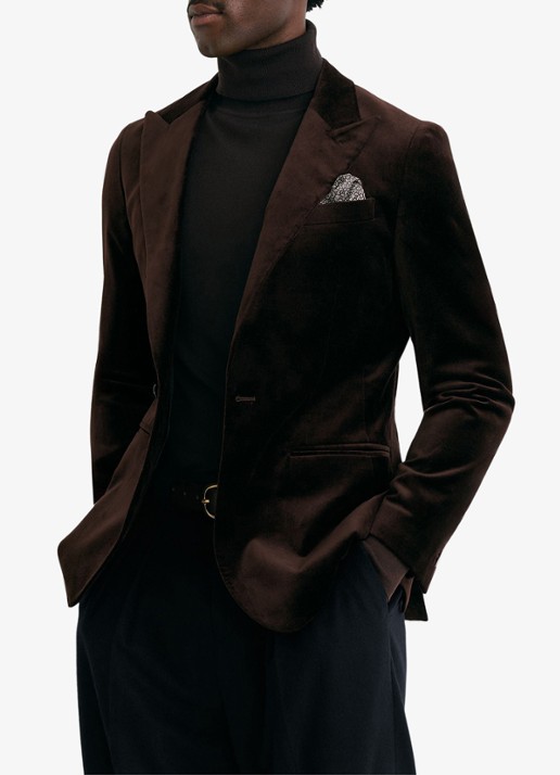 Reiss Apsara slim fit colbert van fluweel met borstzak