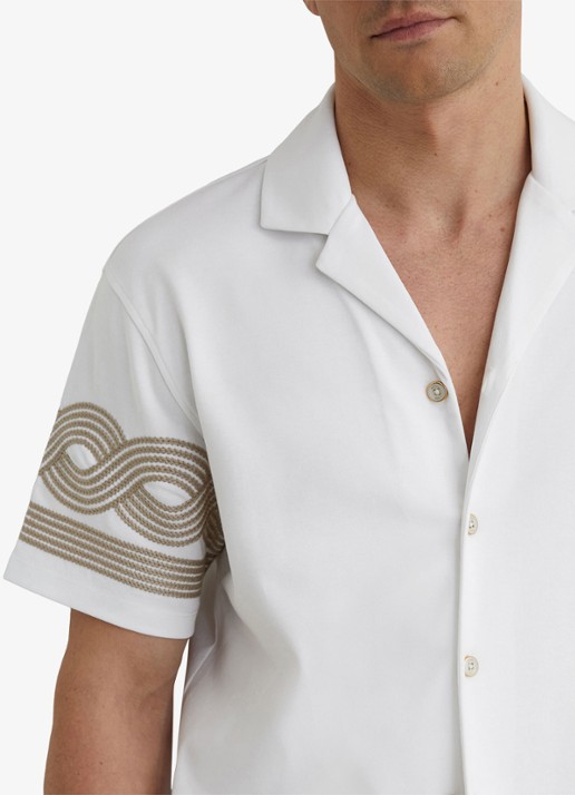 Reiss Arden regular fit overhemd met borduring - detail 4 white / wit
