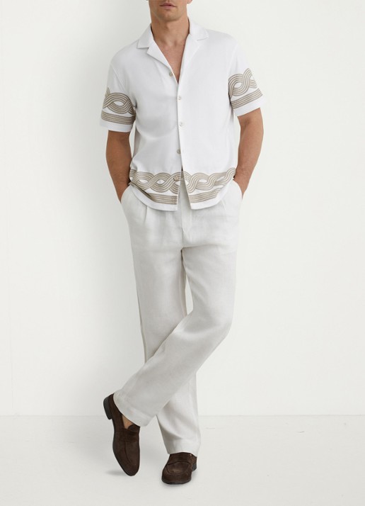 Reiss Arden regular fit overhemd met borduring - voorkant 2 white / wit