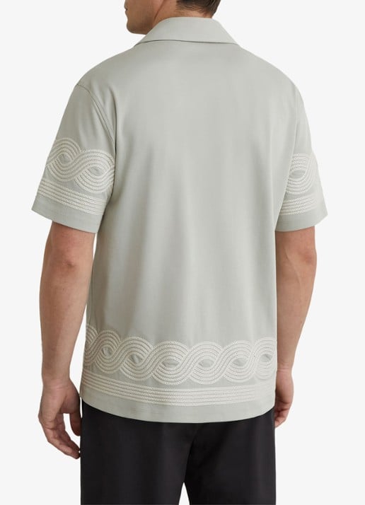 Reiss Arden regular fit overhemd met borduring - achterkant 4 groen
