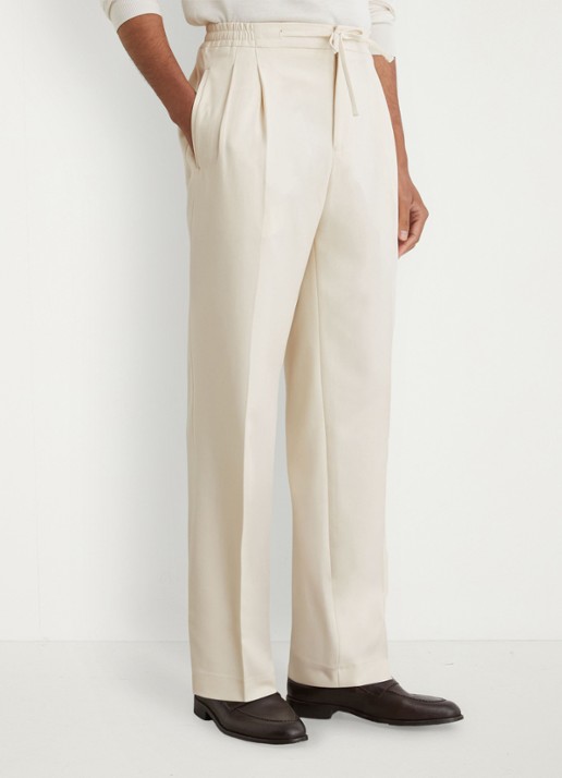 Reiss Arden regular fit pantalon met steekzakken - detail gebroken wit