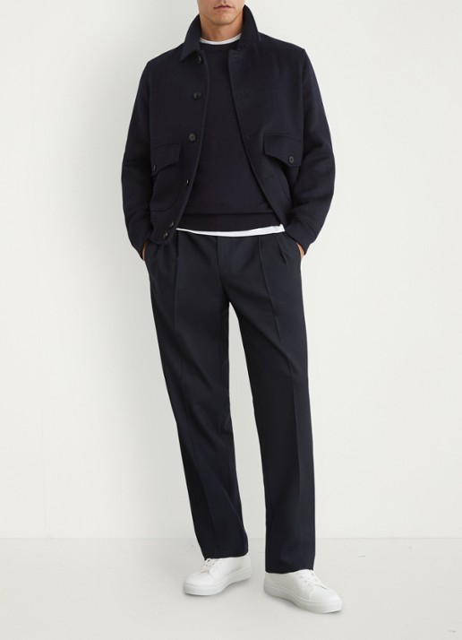 Reiss Arden regular fit pantalon met steekzakken - voorkant 2 donkerblauw