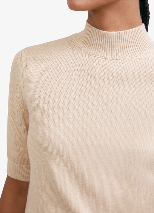 Reiss Aria fijngebreide top in wolblend met opstaande kraag - detail 2 beige
