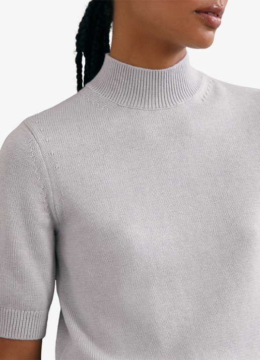 Reiss Aria fijngebreide top in wolblend met opstaande kraag - detail 5 grijs