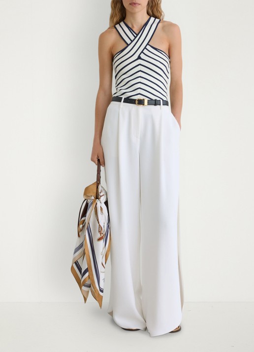 Reiss Aria fijngebreide top met streepprint - voorkant 2 wit / navy