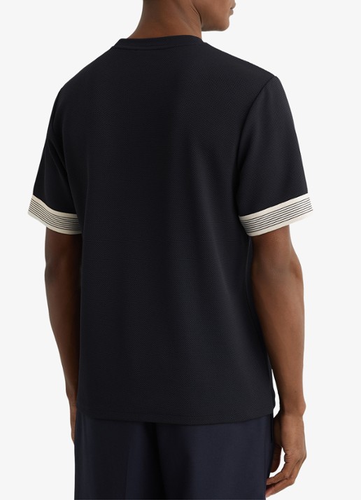 Reiss Aries T-shirt met structuur - achterkant 6 donkerblauw