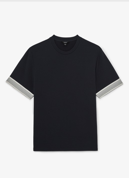 Reiss Aries T-shirt met structuur - voorkant donkerblauw