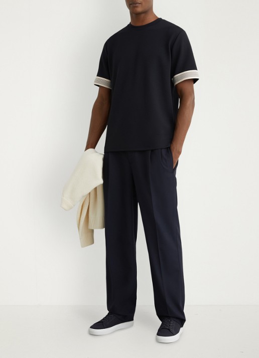 Reiss Aries T-shirt met structuur - voorkant 2 donkerblauw