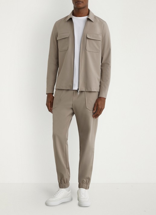 Reiss Ascend overshirt met borstzakken  - voorkant 5 lichtbruin