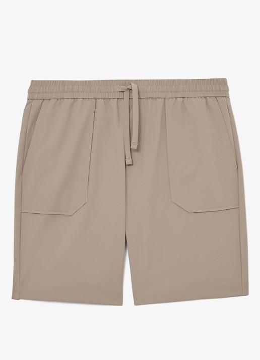 Reiss Ascend straight fit korte broek met steekzakken - voorkant taupe