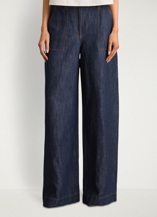 Reiss Ashby high waist fit broek van chambray