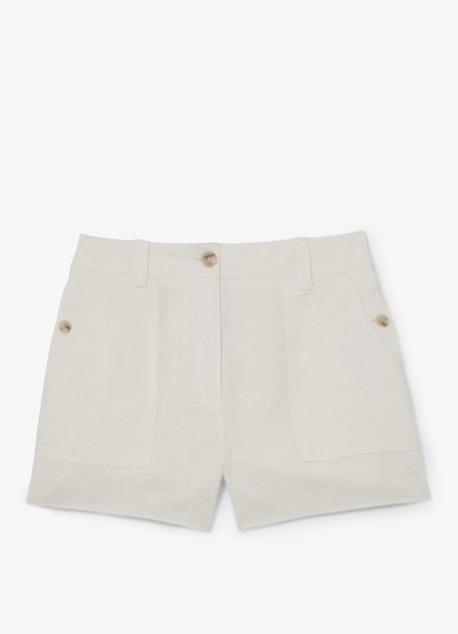 Reiss ASHBY Linen Shorts - voorkant 2 wit