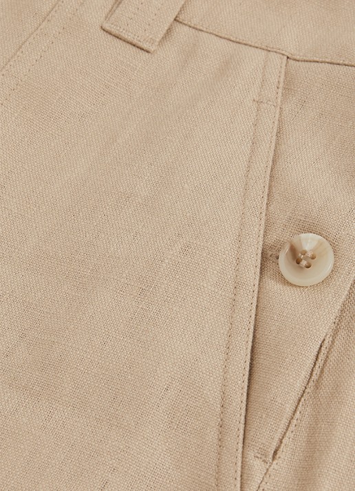 Reiss ASHBY Linen Shorts - detail 2 beige