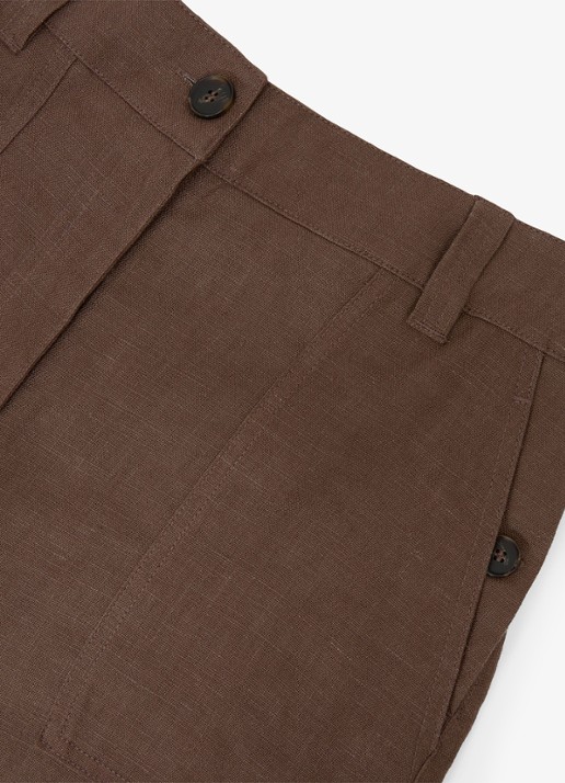Reiss ASHBY Linen Shorts - detail 5 chocoladebruin