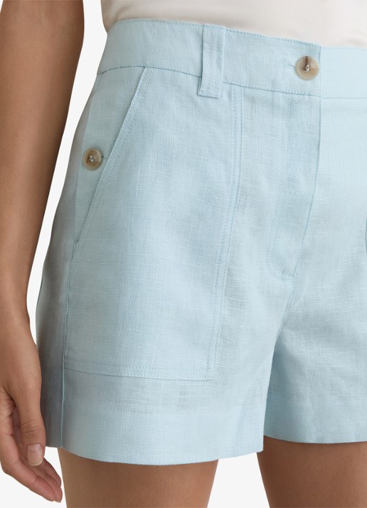 Reiss ASHBY Linen Shorts - detail 3 lichtblauw