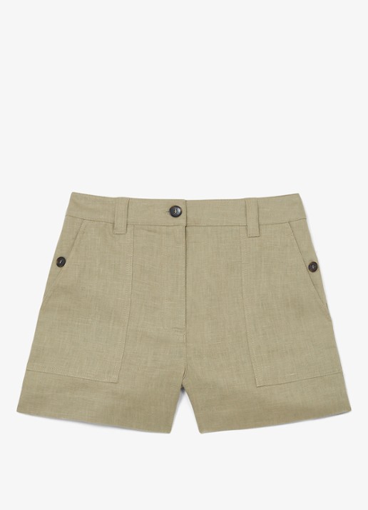 Reiss ASHBY Linen Shorts - voorkant lindegroen