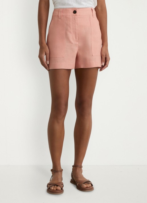 Reiss ASHBY Linen Shorts - detail zalmroze