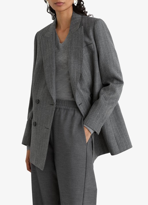 Reiss Astrid double-breasted blazer van wol met streepprint
