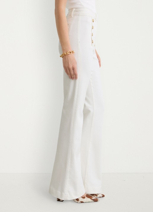 Reiss Athena mid waist flared jeans met knoopdetail - detail 3 wit