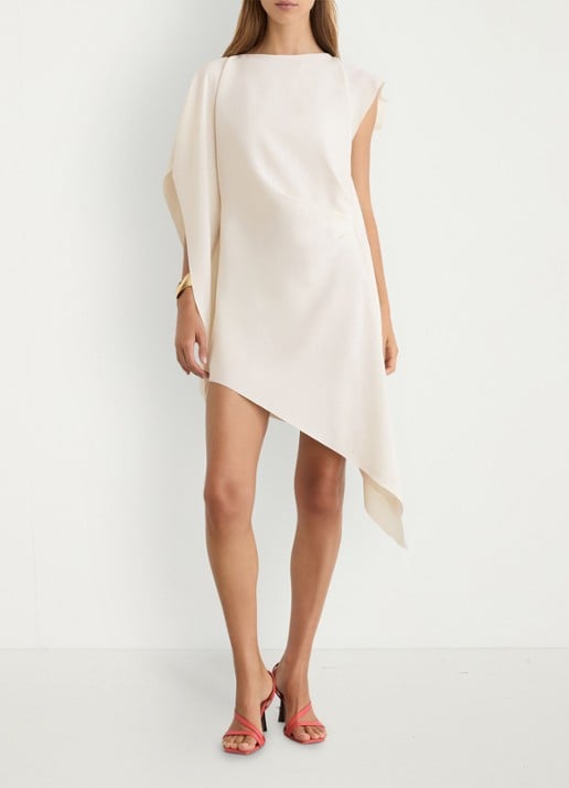 Reiss Athena mini jurk met asymmetrische zoom - voorkant 2 wit
