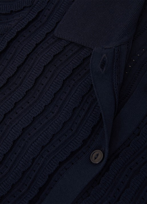 Reiss Audrey blouse met structuur - detail 5 donkerblauw