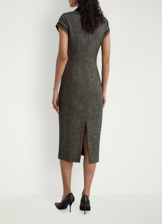 Reiss Ava midi jurk met steekzakken - achterkant 3 grijs
