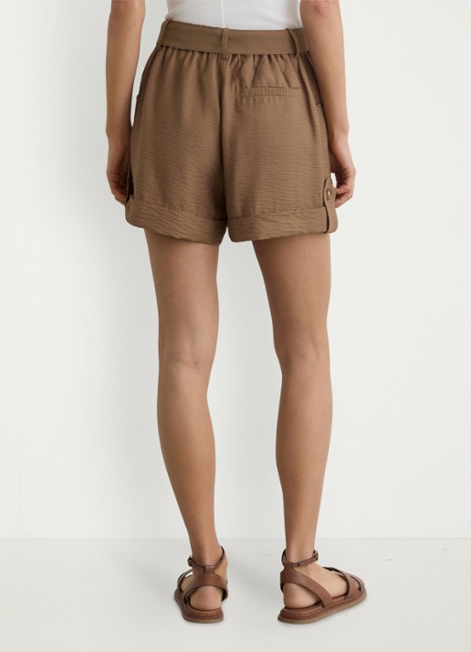 Reiss Avril high waist wide fit krote broek met strikceintuur - achterkant 7 bruin