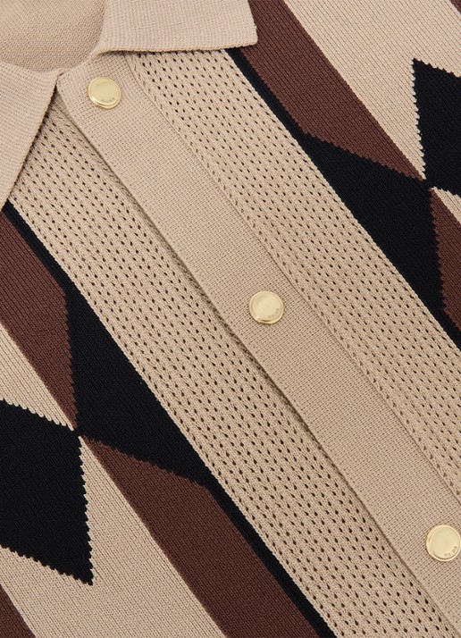 Reiss Axis overhemd met ingebreid patroon - detail 6 camel