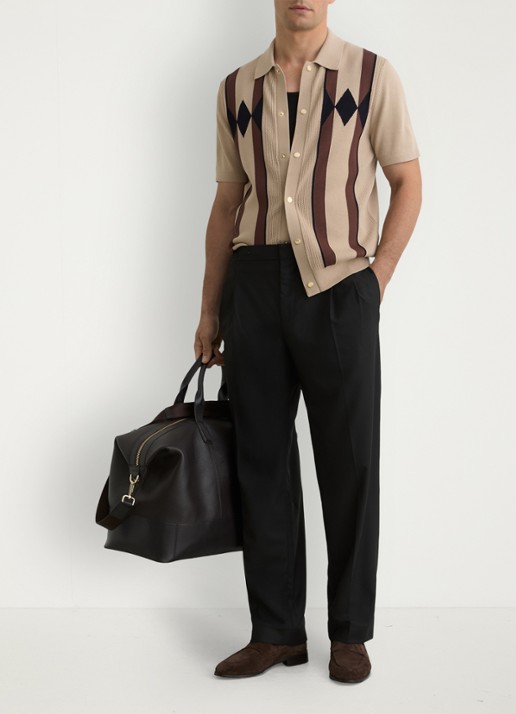 Reiss Axis overhemd met ingebreid patroon - voorkant 2 camel