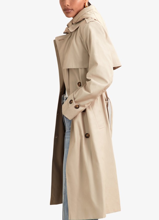 Reiss Azura double-breasted trenchcoat met afneembare capuchon - detail 2 beige