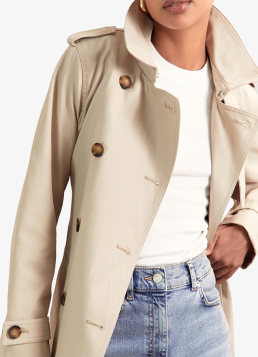 Reiss Azura double-breasted trenchcoat met afneembare capuchon - detail 4 beige