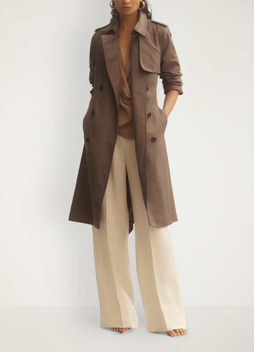Reiss Azura double-breasted trenchcoat met afneembare capuchon - detail 5 beige