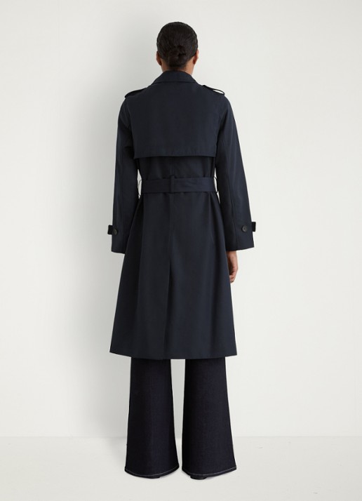 Reiss Azura double-breasted trenchcoat met afneembare capuchon - achterkant 2 donkerblauw