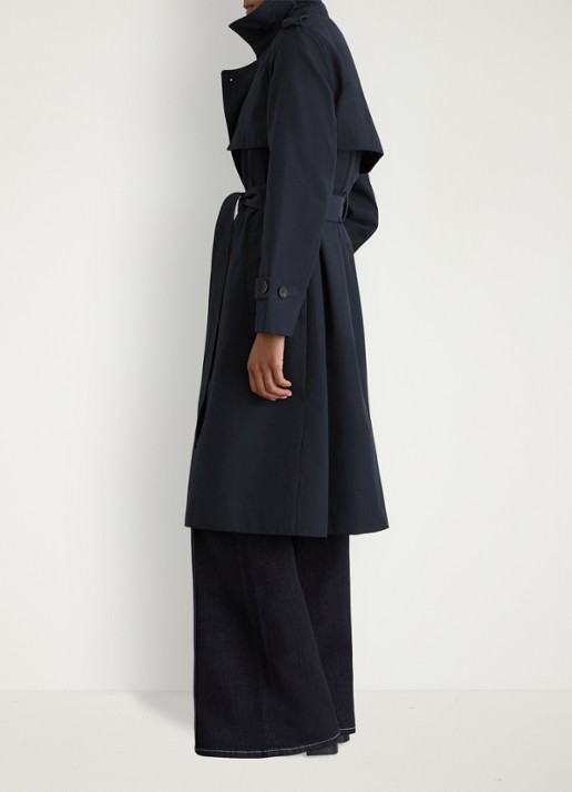 Reiss Azura double-breasted trenchcoat met afneembare capuchon - detail 4 donkerblauw