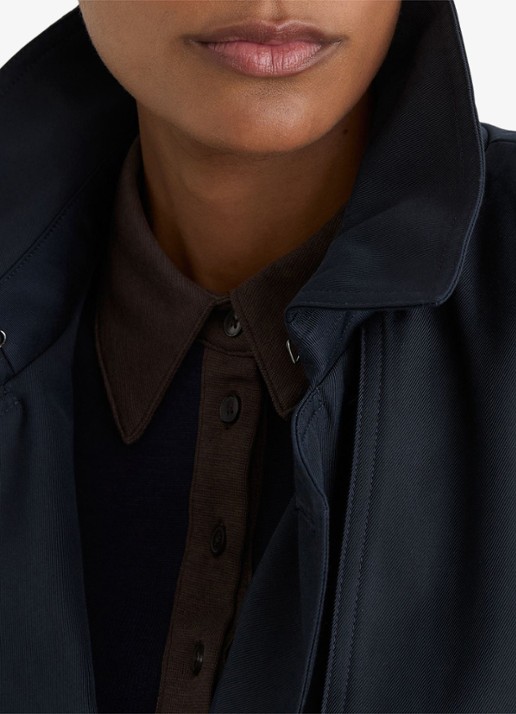 Reiss Azura double-breasted trenchcoat met afneembare capuchon - detail 5 donkerblauw