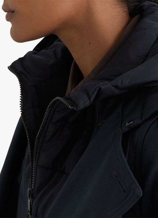 Reiss Azura double-breasted trenchcoat met afneembare capuchon - detail 6 donkerblauw
