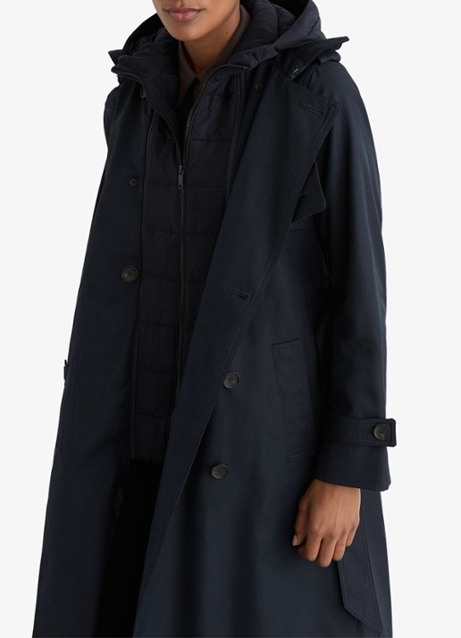 Reiss Azura double-breasted trenchcoat met afneembare capuchon - detail 7 donkerblauw
