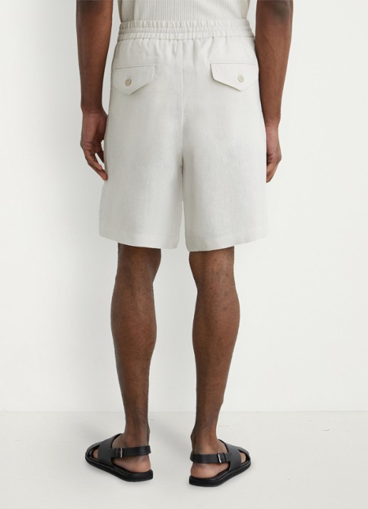 Reiss Barges straight fit korte broek van linnen - achterkant stone / beige