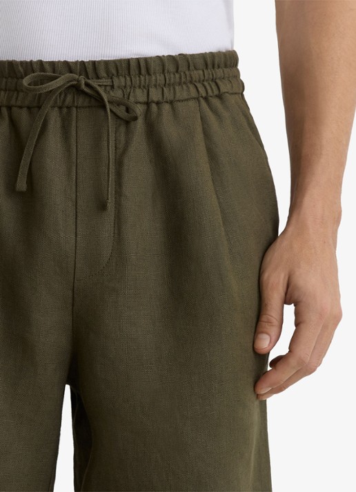 Reiss Barges straight fit korte broek van linnen - detail 4 groen