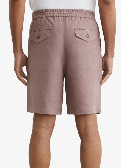 Reiss Barges straight fit korte broek van linnen - achterkant 5 roze