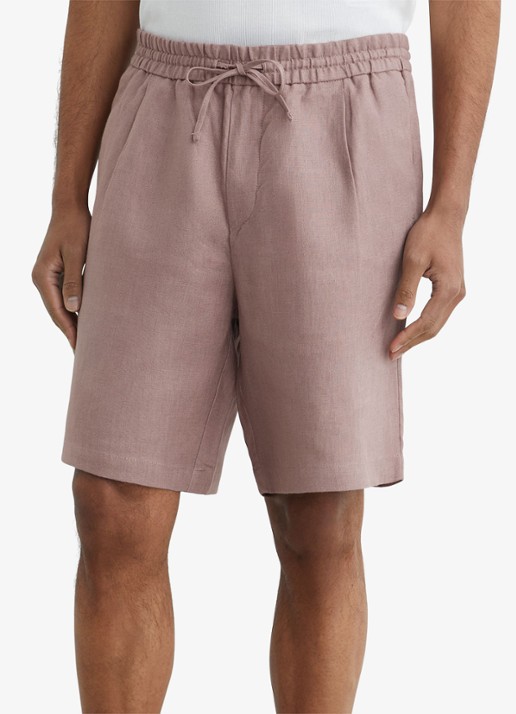 Reiss Barges straight fit korte broek van linnen - detail roze
